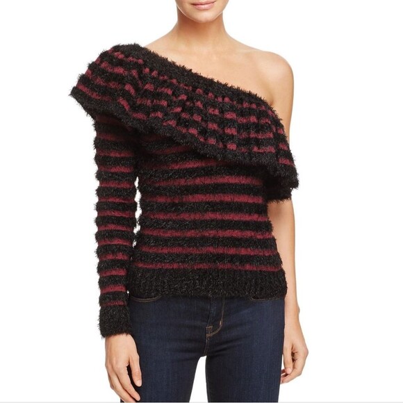 Wayf Ruffled One Shoulder Sweater Small NWT - Picture 2 of 4